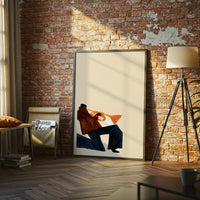 Simple Trumpet Player Print, Jazz Music Home Wall Poster