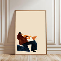 Simple Trumpet Player Print, Jazz Music Home Wall Poster