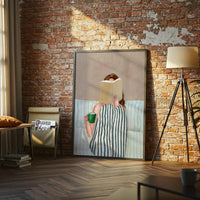 Minimal Woman Reading Book Watercolor Painting, Contemporary Non-Figurative People Art, Contemporary Wall Poster for Book Lovers