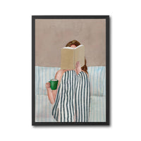 Minimal Woman Reading Book Watercolor Painting, Contemporary Non-Figurative People Art, Contemporary Wall Poster for Book Lovers