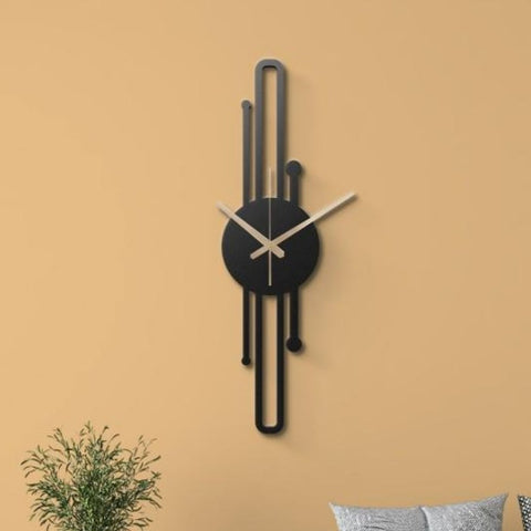Long Geometric Metal Wall Clock