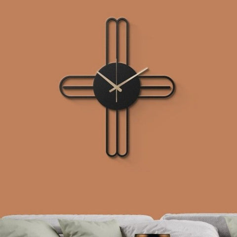 Modern Kitchen Black Metal Wall Clock Decor
