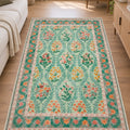 Mitos Ethnic Vintage Area Rug – Green in a living room