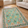 Mitos Ethnic Vintage Area Rug – Green in a living room