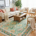 Mitos Ethnic Vintage Area Rug – Green in a living room