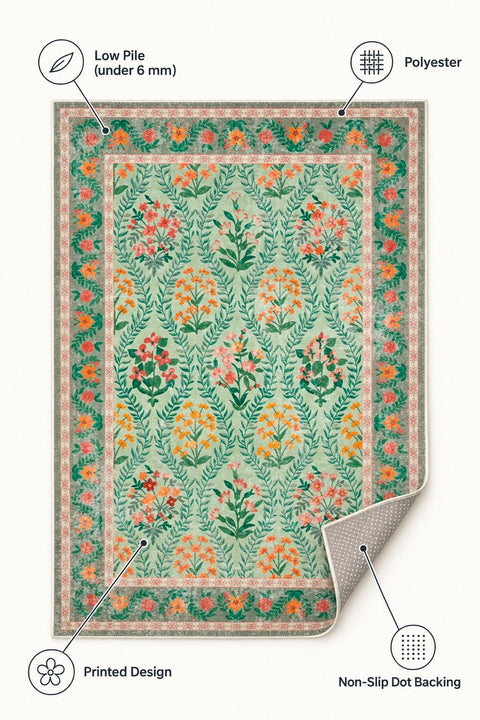 Mitos Ethnic Vintage Area Rug – Green – features