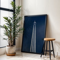 Sleek Aviation Décor Print, Understated Airplane Wall Poster, Blue Sky Jet Artwork, Travel Decor for Pilots
