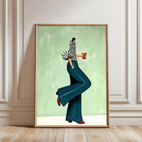 Contemporary Figurative Décor Print, Expressive Woman Portrait Painting, Fashion-Inspired Wall Print for Home Decor