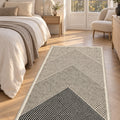 Modern Kitchen Area Rug – Beige in a bedroom