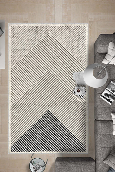 Modern Kitchen Area Rug – Beige in a living room