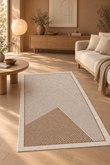 Modern Kitchen Area Rug – Brown in a living room