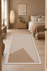 Modern Kitchen Area Rug – Brown in a bedroom