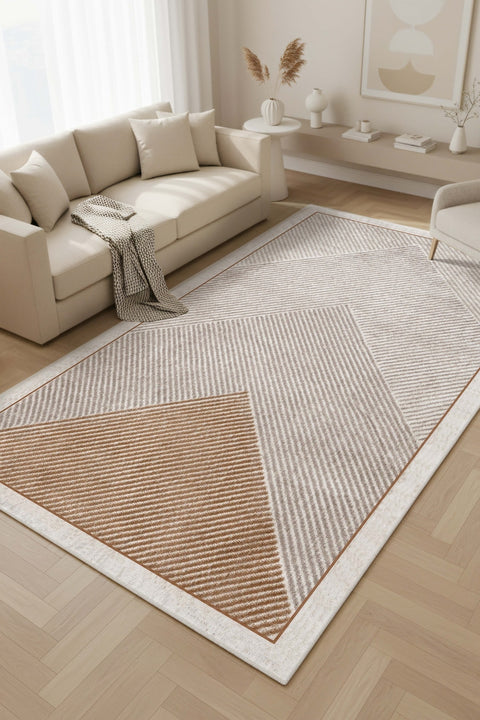 Modern Kitchen Area Rug – Brown in a living room