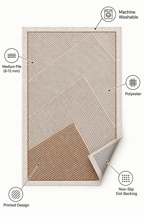 Modern Kitchen Area Rug – Brown – features
