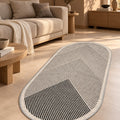 Modern Oval Kitchen Rug – Beige in a living room