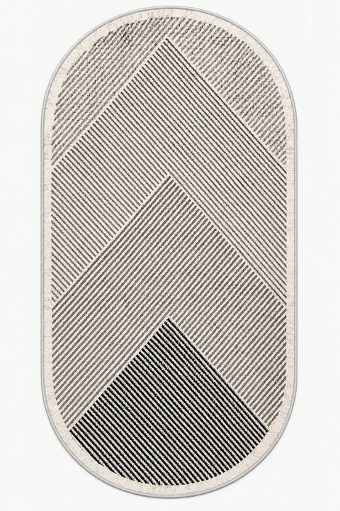Modern Oval Kitchen Rug – Beige