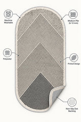 Modern Oval Kitchen Rug – Beige – features