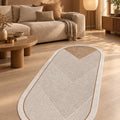 Modern Oval Kitchen Rug – Brown in a living room