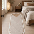 Modern Oval Kitchen Rug – Brown in a bedroom