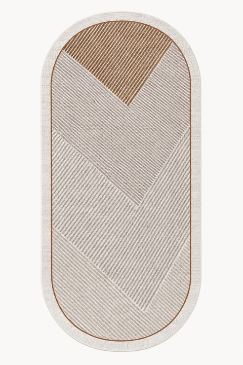 Modern Oval Kitchen Rug – Brown