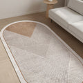 Modern Oval Kitchen Rug – Brown in a living room