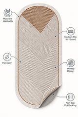 Modern Oval Kitchen Rug – Brown – features