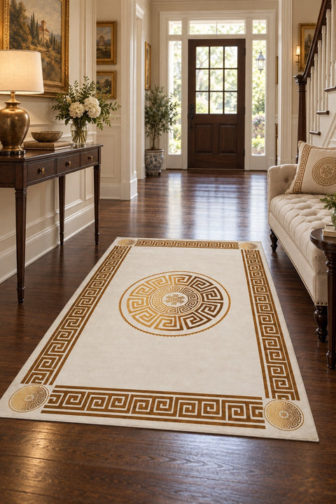 Modern Printed Area Rug in a hallway