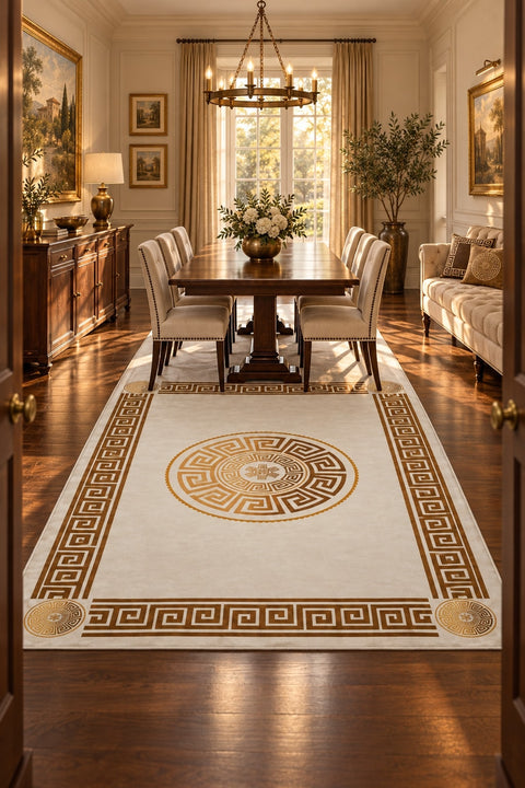 Modern Printed Area Rug in a dining room