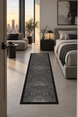 Modern Solid Runner Rug in a bedroom