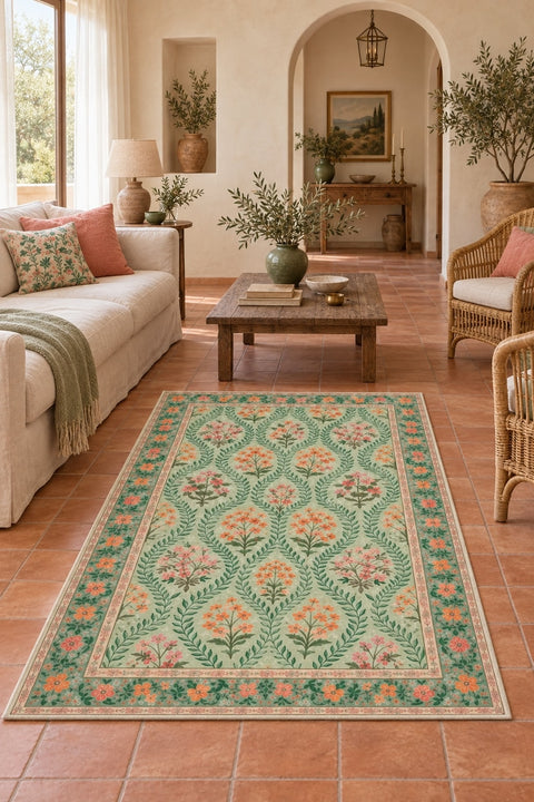 Modern Washable Area Rug in a living room