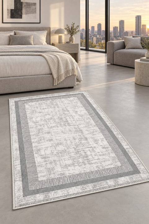 Modern Washable Area Rug in a bedroom