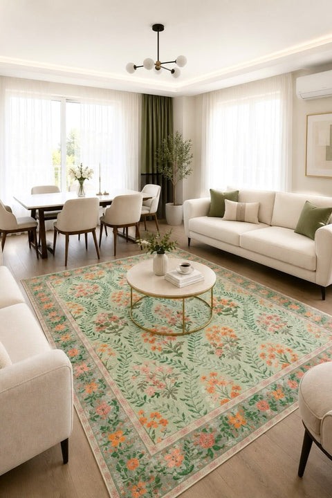 Modern Washable Area Rug in a living room