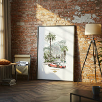 Monaco Ferrari Décor Poster – Aesthetic Red Sports Car Wall Décor, Monaco GP Racing Print