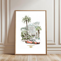 Monaco Ferrari Décor Poster – Aesthetic Red Sports Car Wall Décor, Monaco GP Racing Print