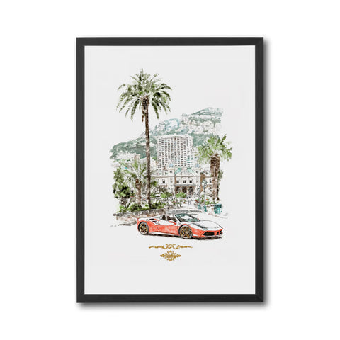 Monaco Ferrari Décor Poster – Aesthetic Red Sports Car Wall Décor, Monaco GP Racing Print