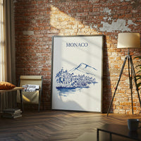 MONACO Understated Wall Poster – Contemporary Monaco Illustration Home Wall Poster