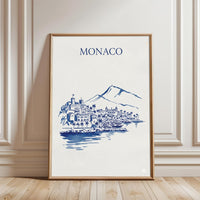 MONACO Understated Wall Poster – Contemporary Monaco Illustration Home Wall Poster