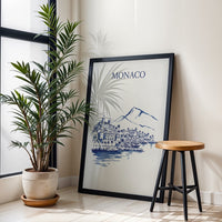 MONACO Understated Wall Poster – Contemporary Monaco Illustration Home Wall Poster
