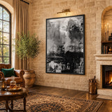 Monochrome Abstract Modern Wall Art – Black and White Urban Scene