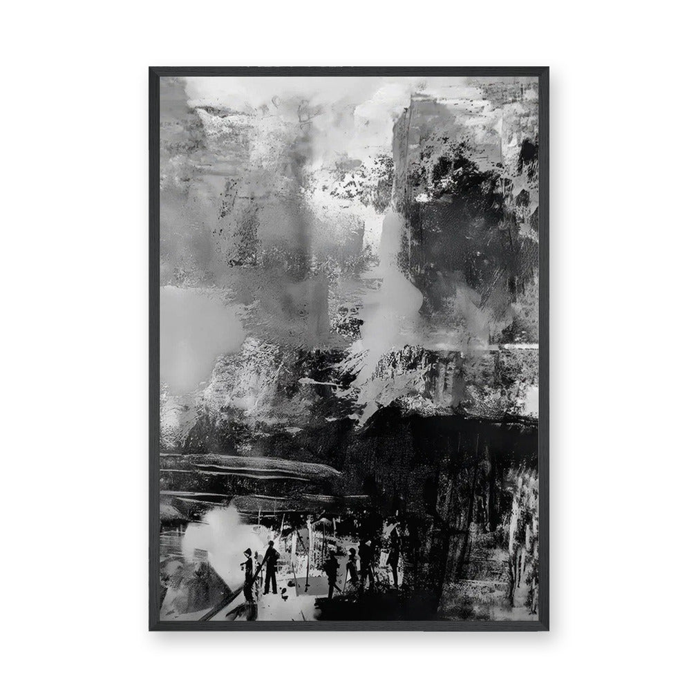 Monochrome Abstract Modern Wall Art – Black and White Urban Scene