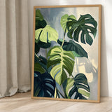 Monstera Leaves Botanical Wall Art – Painted Green Plant Print
