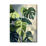 Monstera Leaves Botanical Wall Art – Painted Green Plant Print