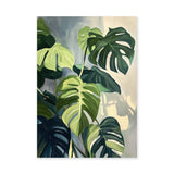Monstera Leaves Botanical Wall Art – Painted Green Plant Print