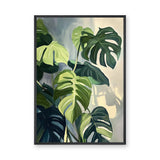 Monstera Leaves Botanical Wall Art – Painted Green Plant Print