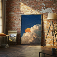 Moon and Clouds Aesthetic Wall Print Décor Poster – Serene Night Sky Print