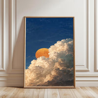 Moon and Clouds Aesthetic Wall Print Décor Poster – Serene Night Sky Print