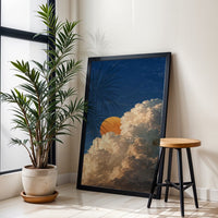 Moon and Clouds Aesthetic Wall Print Décor Poster – Serene Night Sky Print