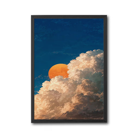 Moon and Clouds Aesthetic Wall Print Décor Poster – Serene Night Sky Print