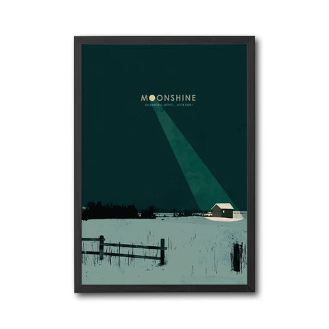 Moonshine Dreamworks Artists After Dark Wall Poster – Minimal Moonlit Landscape Wall Poster