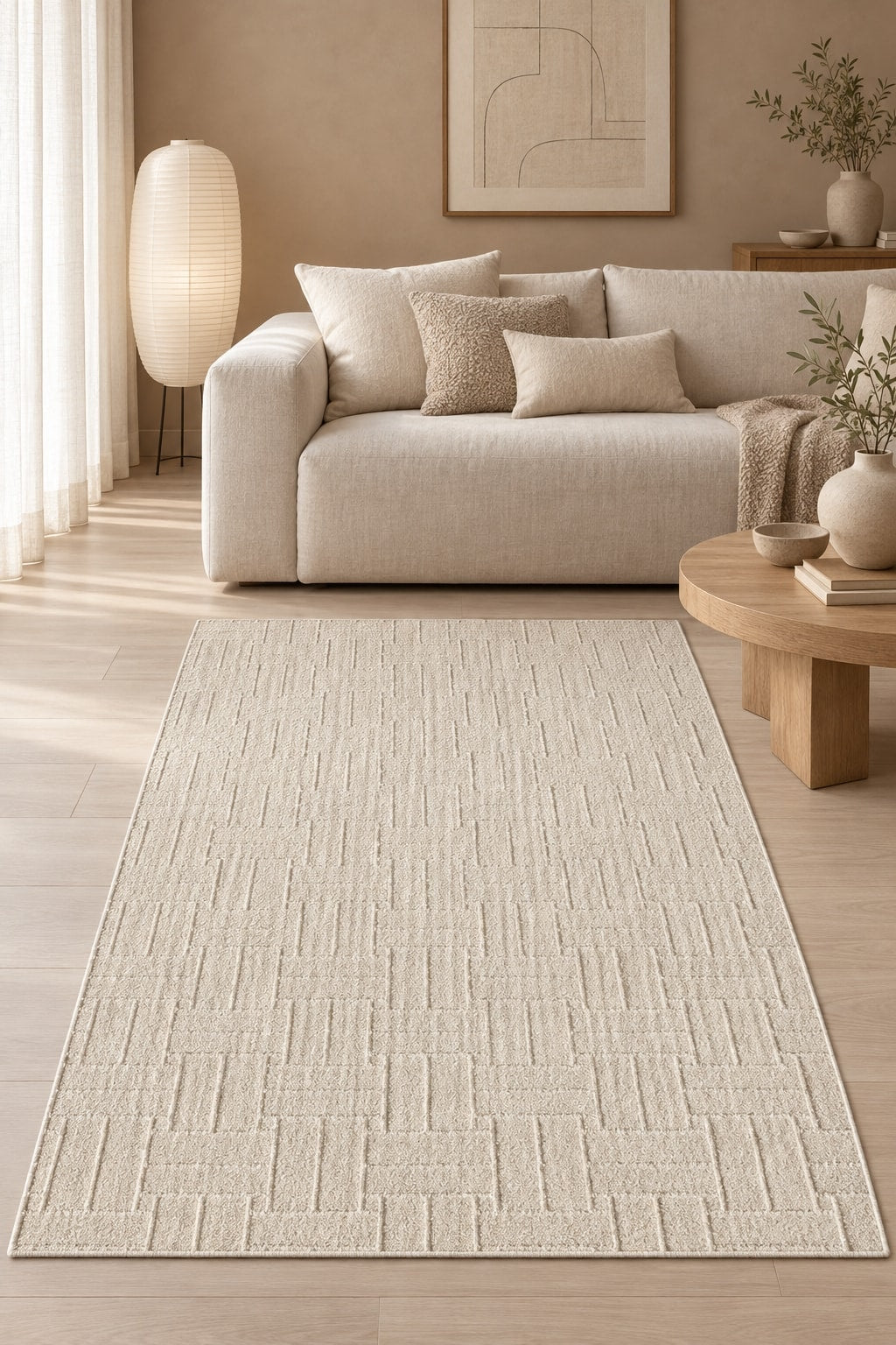 Moopy Modern Shag Area Rug in a living room